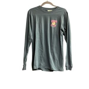 Simply Southern Karma Is A Cat Graphic‎ Long Sleeve T-Shirt Women's S Dusty Blue